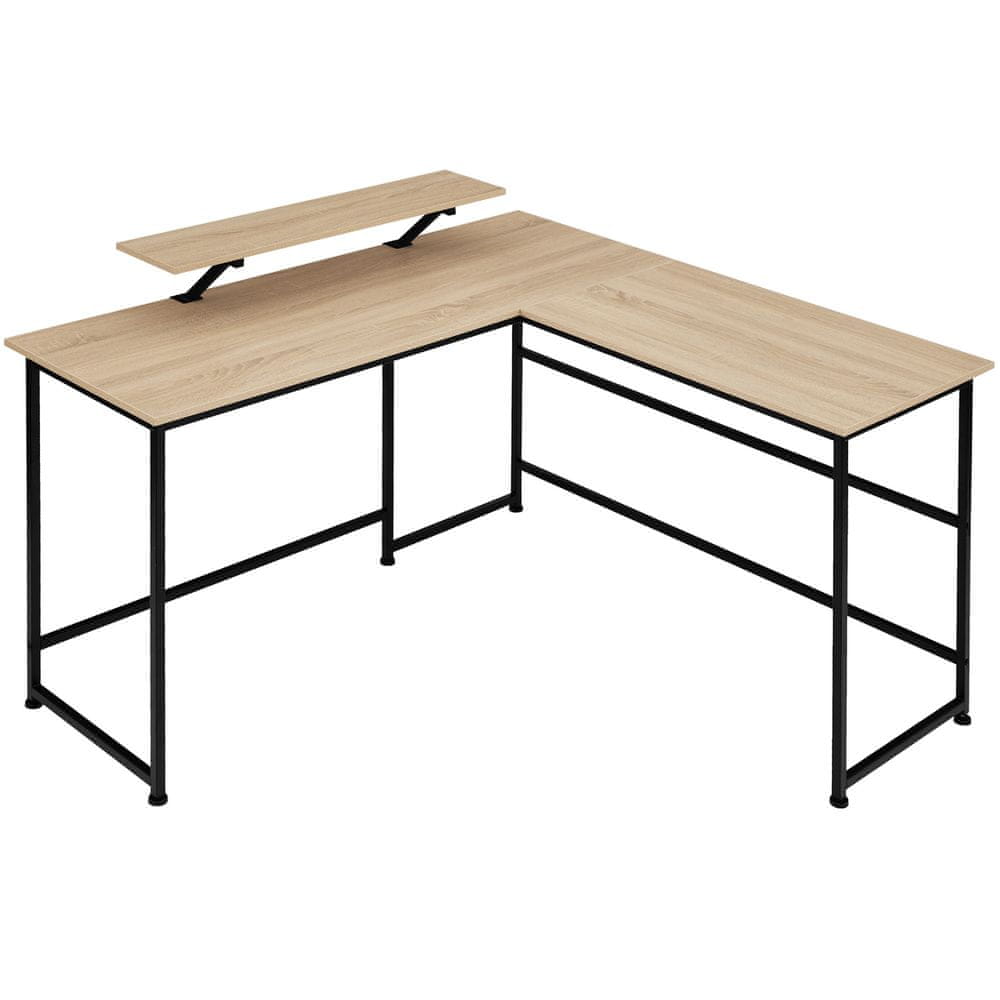 tectake Písací stôl Melrose 140x130x76,5cm - Industrial svetlé drevo, dub Sonoma